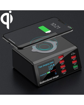 Lade / Test Station 6x USB + USB QC 3.0 + PD Type-C 65W + Kabelloses Ladegerät mit LED Display