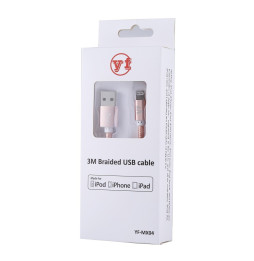 3m MFI zertifiziert Nylon USB Kabel für iPhone, iPad, AirPods 2.4A (Rosa Gold)