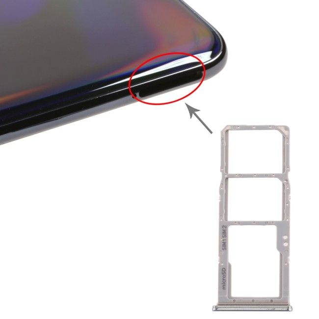 SIM + Micro SD Kartenhalter für Samsung Galaxy A70 SM-A705 (Grau) für 6,90 €