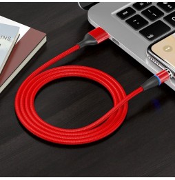 Lightning + Type-C + Micro USB Câble Magnétique Charge Rapide 2m 3A (Rouge) à 15,95 €