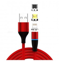 Lightning + Type-C + Micro USB Fast Charge Magnetic Cable 2m 3A (Red) at 15,95 €