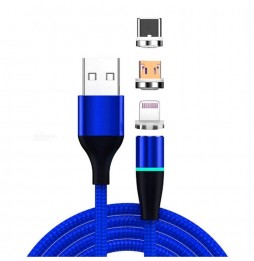 Lightning + Type-C + Micro USB Snellaad Magnetische Kabel 2m 3A (Blauw) voor 15,95 €