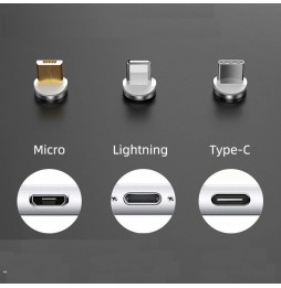 Lightning + Type-C + Micro USB Snellaad Magnetische Kabel 2m 3A (Zilver) voor 15,95 €