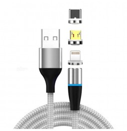 Lightning + Type-C + Micro USB Fast Charge Magnetic Cable 2m 3A (Silver) at 15,95 €
