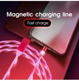 Lightning + Type-C lichtgevende magnetische oplaadkabel voor iPhone, Samsung, Huawei, Xiaomi... 1m (Rood) voor 17,95 €