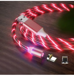 Câble Magnétique Lumineux Lightning + Type-C pour iPhone, Samsung, Huawei, Xiaomi... 1m (Rouge) à 17,95 €