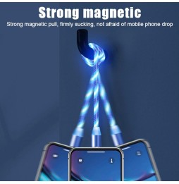 Lightning + Type-C lichtgevende magnetische oplaadkabel voor iPhone, Samsung, Huawei, Xiaomi... 1m (Blauw) voor 17,95 €