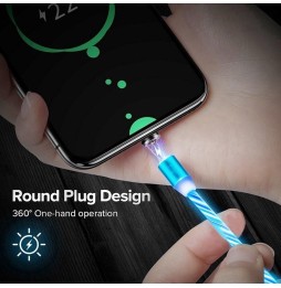 Lightning + Type-C Magnetische Leuchtkabel für iPhone, Samsung, Huawei, Xiaomi... 1m (Blau) für 17,95 €