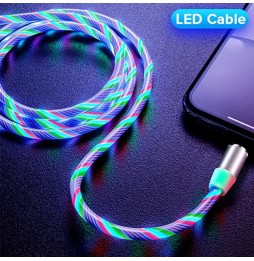 Câble Magnétique Lumineux Lightning + Type-C pour iPhone, Samsung, Huawei, Xiaomi... 1m (Coloré) à 17,95 €