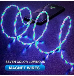 Câble Magnétique Lumineux Lightning + Type-C pour iPhone, Samsung, Huawei, Xiaomi... 1m (Coloré) à 17,95 €