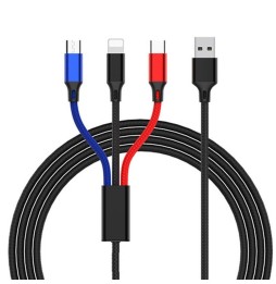 Lightning + Type-C + Micro USB Kabel für iPhone, Samsung, Huawei, Xiaomi... 1.2m für 16,50 €