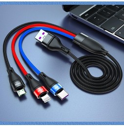 Câble charge rapide Lightning + Type-C + Micro USB 1.2m 5A 40W à 19,95 €
