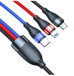 Lightning + Type-C + Micro-USB Schnelllade Kabel 1.2m 5A 40W für 19,95 €