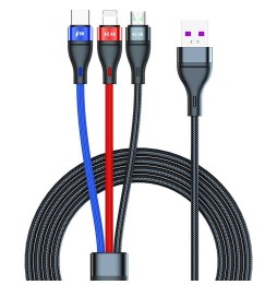 Câble charge rapide Lightning + Type-C + Micro USB 1.2m 5A 40W à 19,95 €