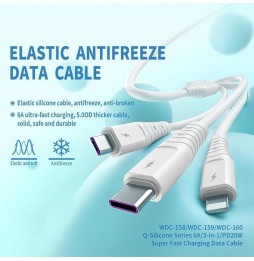 Lightning + Type-C + Micro-USB snellaad kabel 1.5m 6A voor 22,95 €