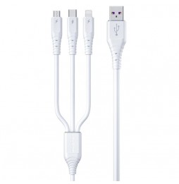 Lightning + Type-C + Micro-USB snellaad kabel 1.5m 6A voor 22,95 €