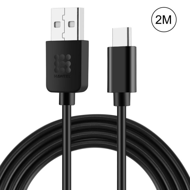 USB-C / Type-C naar USB kabel voor Samsung, Huawei... 2m (Zwart) voor 9,95 €