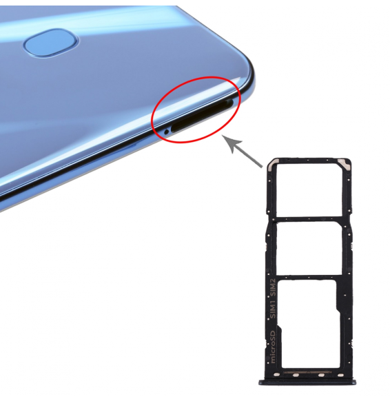 SIM + Micro SD Card Tray for Samsung Galaxy A30 SM-A305 (Black)