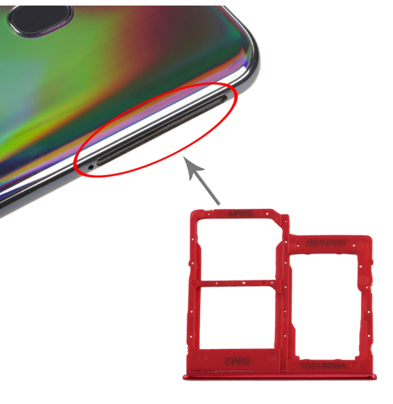 SIM + Micro SD Card Tray for Samsung Galaxy A40 SM-A405F (Red)