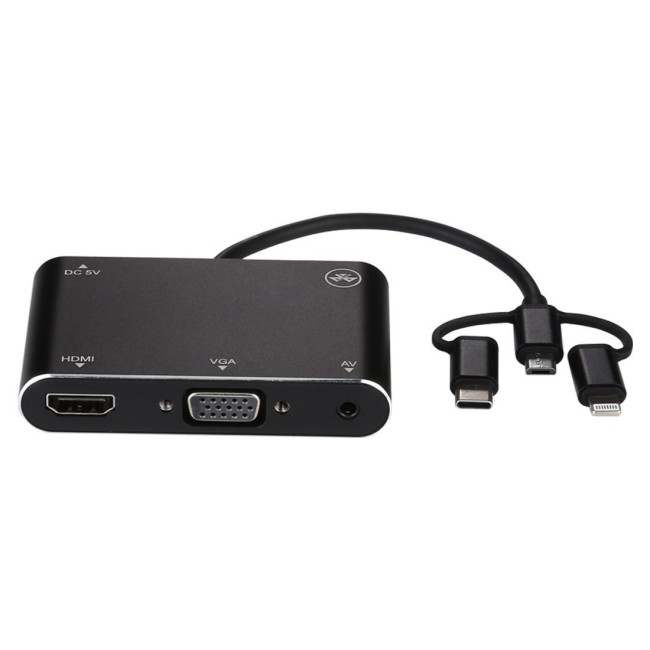 Bluetooth + HDMI + VGA + AV auf Lightning / USB-C / Typ-C / Micro-USB Adapter