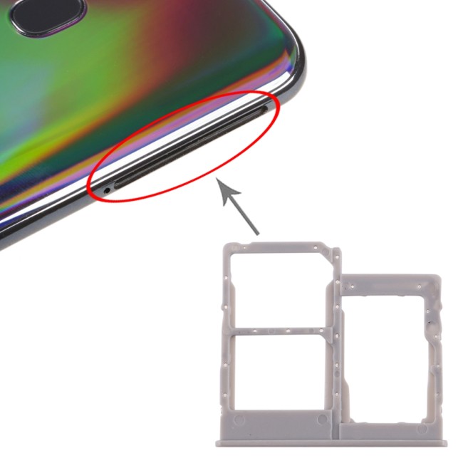 SIM + Micro SD kaart houder voor Samsung Galaxy A40 SM-A405F (Grijs) voor 5,90 €
