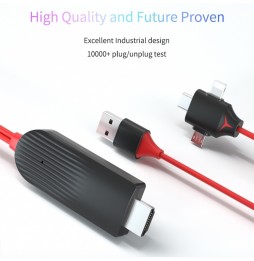Câble Lightning + USB-C / Type-C + Micro USB vers HDMI (2m) à 28,31 €