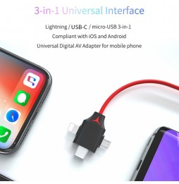 Lightning + USB-C / Type-C + Micro USB to HDMI Cable (2m) at 28,31 €
