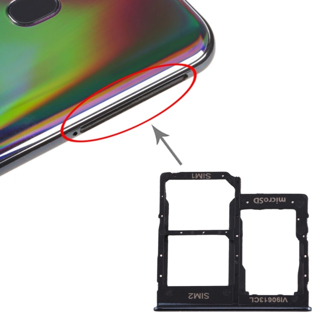SIM + Micro SD kaart houder voor Samsung Galaxy A40 SM-A405F (Zwart) voor 5,90 €