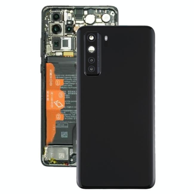 Cache arrière original avec lentille pour Huawei P40 Lite 5G (Noir)(Avec Logo)