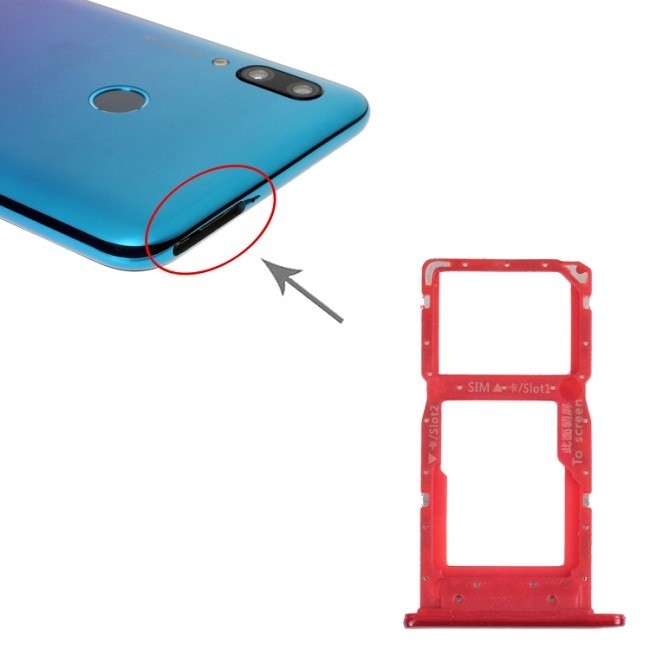 Tiroir carte SIM + Micro SD pour Huawei P Smart 2019 (Rouge)