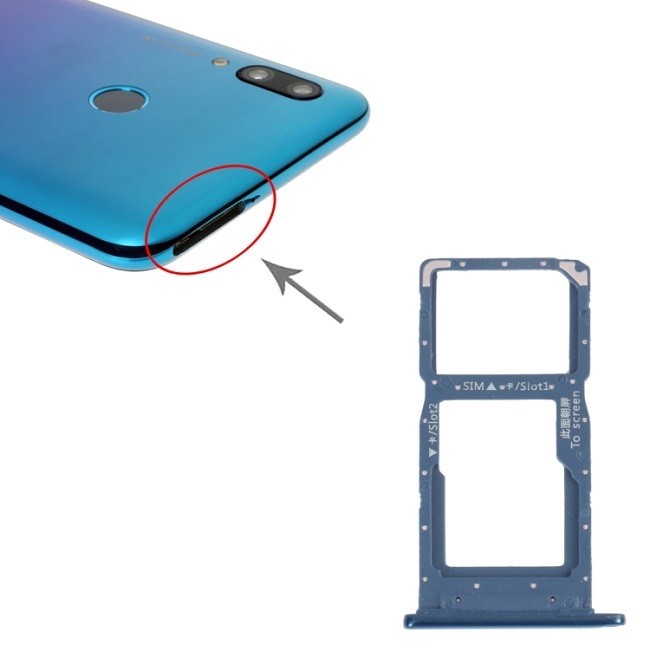 SIM + Micro SD kaart houder voor Huawei P Smart 2019 (Blauw)