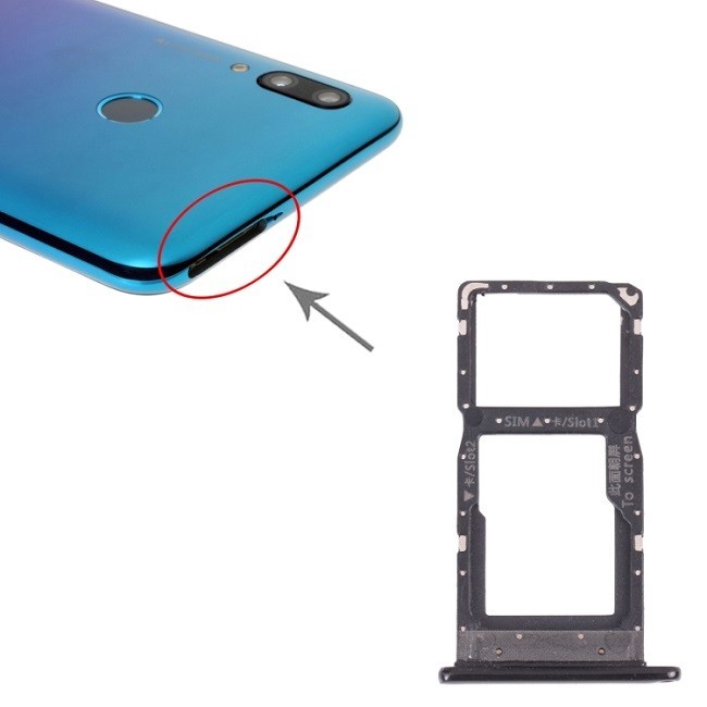 SIM + Micro SD Karten Halter für Huawei P Smart 2019 (Schwarz)