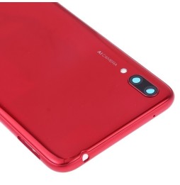 Cache arrière original avec lentille et boutons pour Huawei Y7 Pro 2019 (Rouge)(Avec Logo)