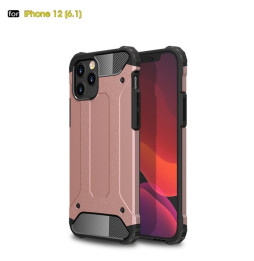 Armor Metal + Silicone Hybrid hoesje voor iPhone 12 Pro (Roze gold)