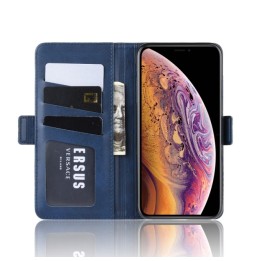 Leder Hülle mit Kartenfächern für iPhone XS Max (Dunkelblau) für €15.95
