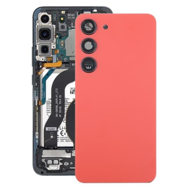 Rückseite Akkudeckel mit Linse für Samsung Galaxy S23 SM-S911 (Rot)(Mit Logo)