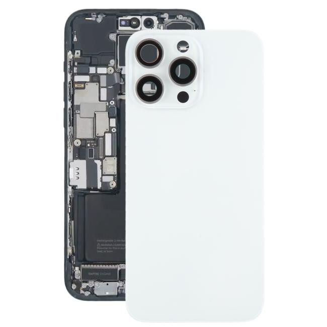 Back Glass with Camera Lens for iPhone 15 Pro Max (White)(With Logo)