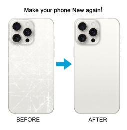 Back Glass with Camera Lens for iPhone 15 Pro Max (White)(With Logo)