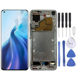 Original screen with frame for Xiaomi Mi 11 M2011K2C, M2011K2G (Silver)