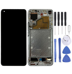 Original screen with frame for Xiaomi Mi 11 M2011K2C, M2011K2G (Silver)