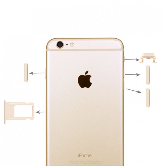 Card Tray + Buttons for iPhone 6 Plus (Gold)